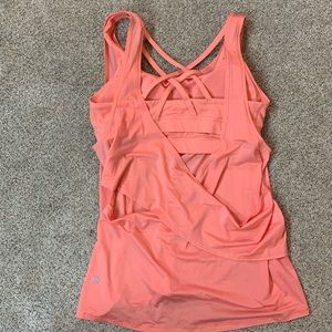 LULULEMON Light Coral REENERGIZED 2-in-1 TANK TOP w Attached SPORTS BRA   8